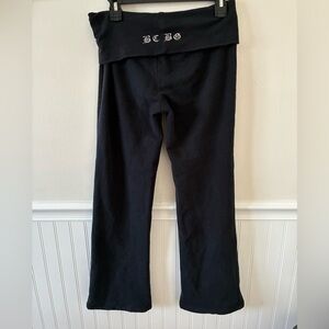 BCBG vintage Y2K fold over bootleg black low rise leggings size Small